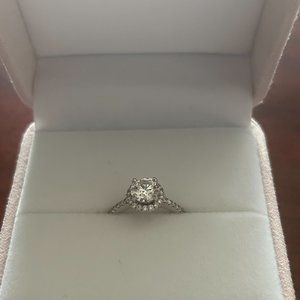 1 2/3 CTW Round SZ 6.5 Caydia Lab Grown Halo Engagement Ring 14K White Gold NEW